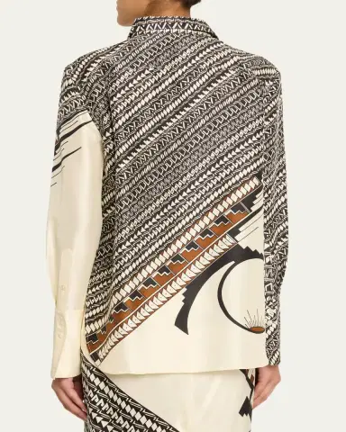 Heirlome x Alex Jurado Geometric Silk Button-Down Shirt | Thumbnail 3
