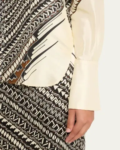 Heirlome x Alex Jurado Geometric Silk Button-Down Shirt | Thumbnail 5