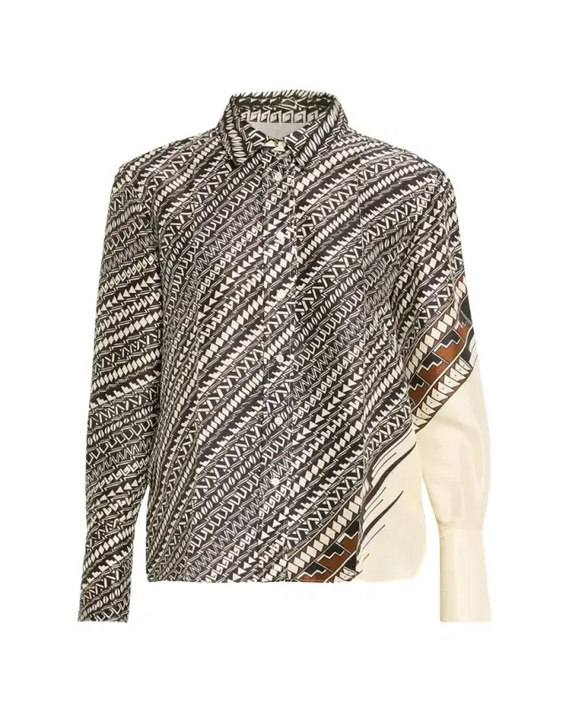 x Alex Jurado Geometric Silk Button-Down Shirt