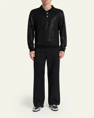 CASABLANCA Men's Hot Fix Monogram ong-Sleeve Shirt | Thumbnail 2 CASABLANCA Men's Hot Fix Monogram ong-Sleeve Shirt | Thumbnail 2