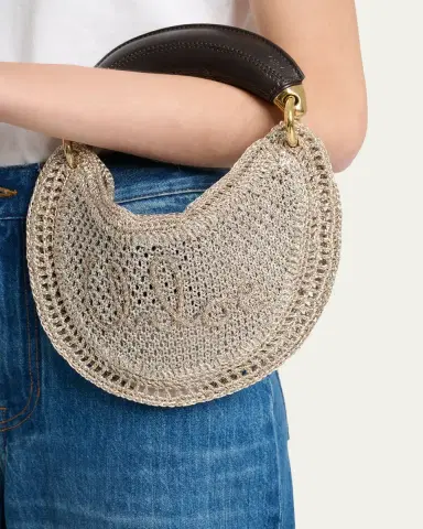 Chloé Summer Banana Mini Hobo Bag in Metallic Crochet | Thumbnail 2 Chloé Summer Banana Mini Hobo Bag in Metallic Crochet | Thumbnail 2