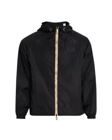 Burberry Men's Check-Tape Nylon Relaxed-Fit Hooded Jacket | Thumbnail 1