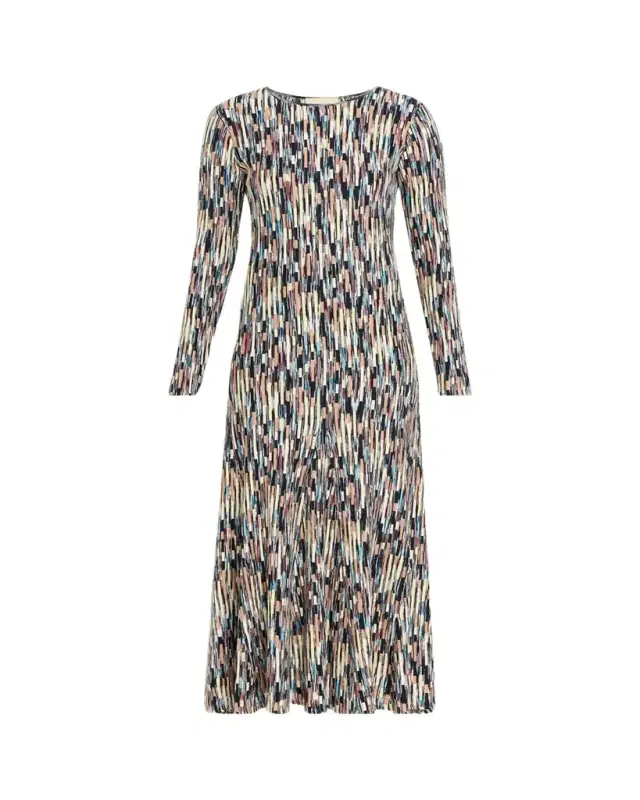 Estella Multi-Striped Knit Long-Sleeve Maxi Dress