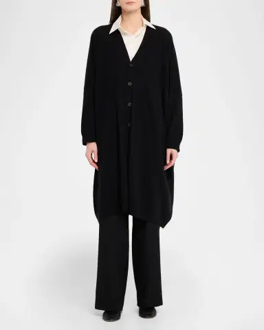 Eskandar Cashmere Wide V Neck Cardigan - 3/4 Length | Thumbnail 11 Eskandar Cashmere Wide V Neck Cardigan - 3/4 Length | Thumbnail 11