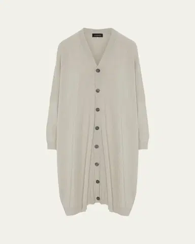 Eskandar Cashmere Wide V Neck Cardigan - 3/4 Length | Thumbnail 6 Eskandar Cashmere Wide V Neck Cardigan - 3/4 Length | Thumbnail 6