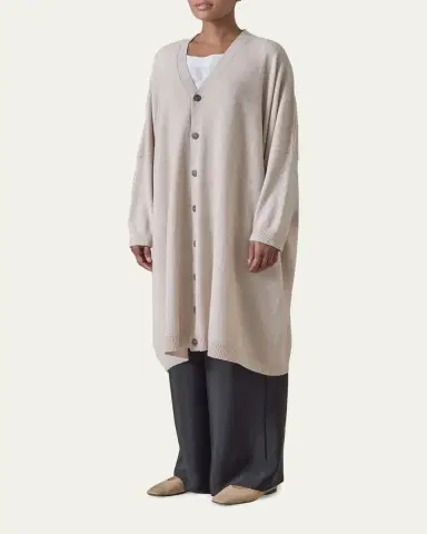 Eskandar Cashmere Wide V Neck Cardigan - 3/4 Length | Thumbnail 7 Eskandar Cashmere Wide V Neck Cardigan - 3/4 Length | Thumbnail 7