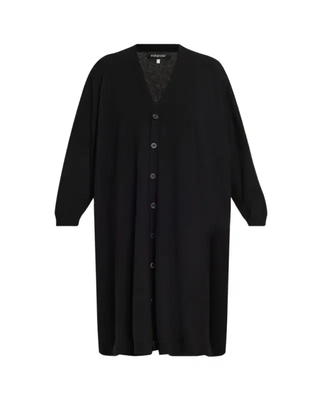 Cashmere Wide V Neck Cardigan - 3/4 Length