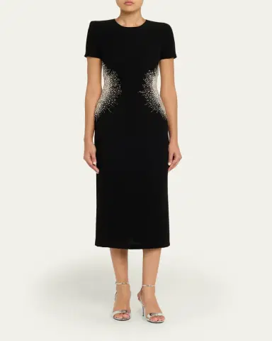 Naeem Khan Crystal Embellished Short-Sleeve Midi Dress | Thumbnail 2 Naeem Khan Crystal Embellished Short-Sleeve Midi Dress | Thumbnail 2