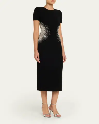 Naeem Khan Crystal Embellished Short-Sleeve Midi Dress | Thumbnail 4 Naeem Khan Crystal Embellished Short-Sleeve Midi Dress | Thumbnail 4