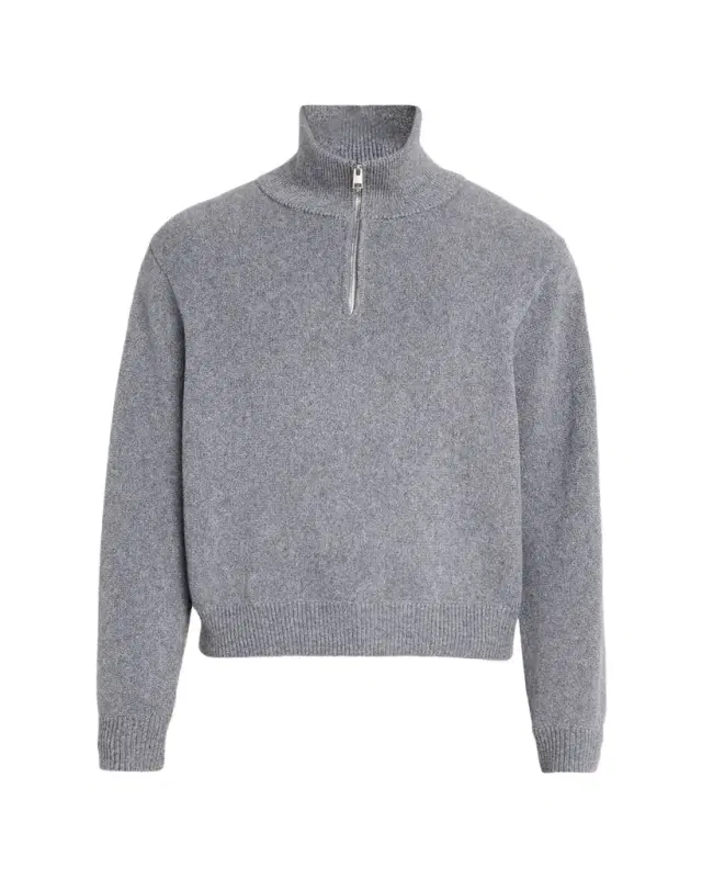 Men's Wool and Cotton Quarter-Zip Sweater