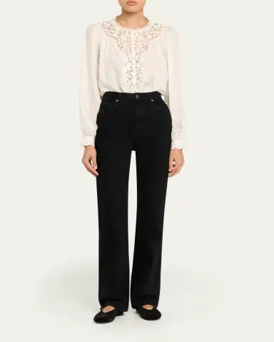 LoveShackFancy Carine Silk Lace Blouse | Thumbnail 2