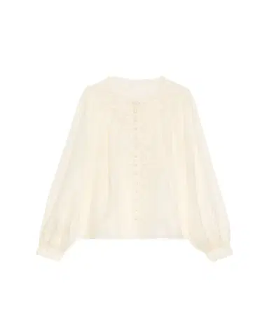 LoveShackFancy Carine Silk Lace Blouse | Thumbnail 1