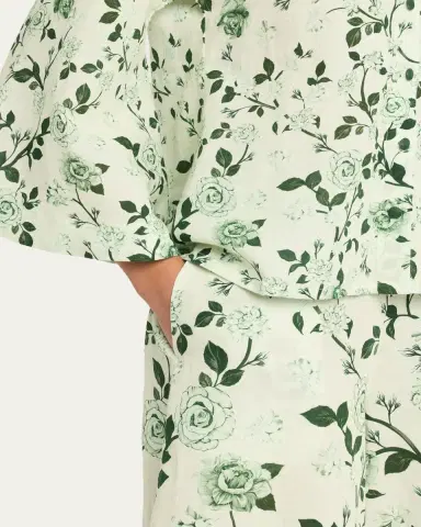 Verandah Floral Linen-Cotton Blouse & Pant Set | Thumbnail 5
