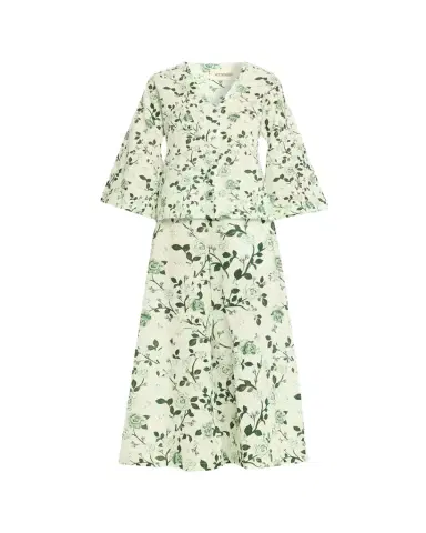 Verandah Floral Linen-Cotton Blouse & Pant Set | Thumbnail 1