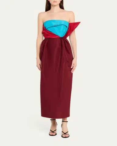 Christopher John Rogers Gathered Colorblock Strapless Maxi Dress | Thumbnail 2