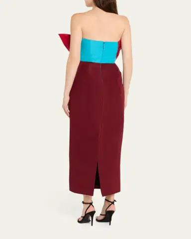 Christopher John Rogers Gathered Colorblock Strapless Maxi Dress | Thumbnail 3