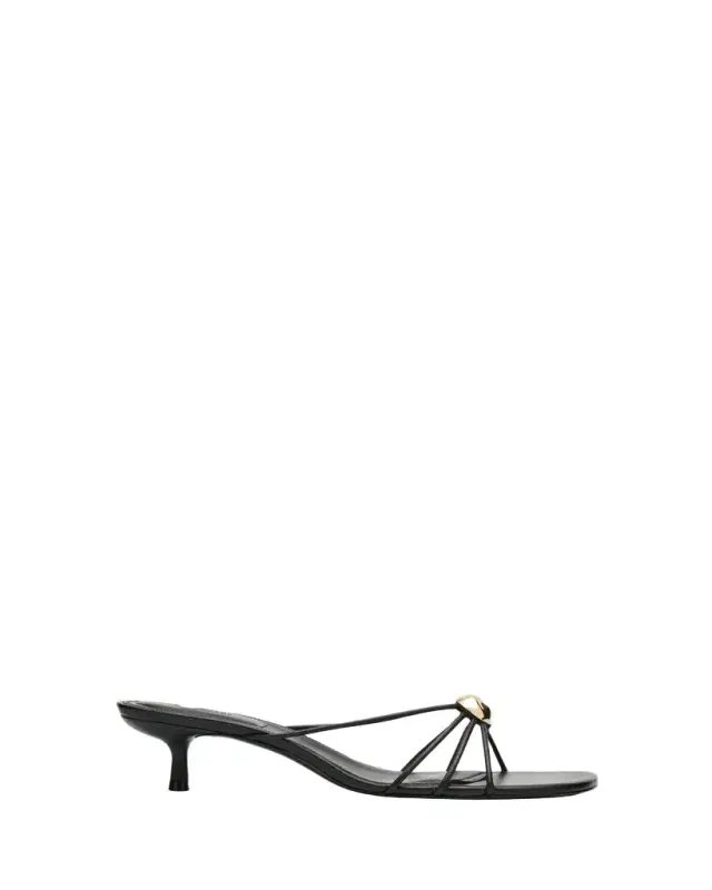 Amaya Strappy Leather Kitten-Heel Sandals