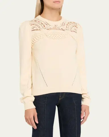 Ulla Johnson Lucette Openwork Crewneck Sweater | Thumbnail 4 Ulla Johnson Lucette Openwork Crewneck Sweater | Thumbnail 4