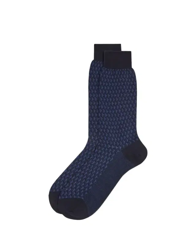 Men's Cotton-Stretch Geometric Mid-Calf Socks