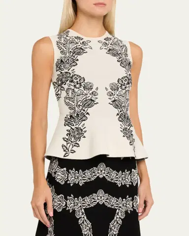 Ulla Johnson Vanna Jacquard Peplum Tank Top | Thumbnail 4
