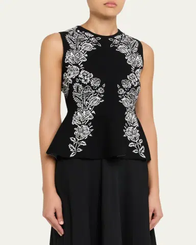 Ulla Johnson Vanna Jacquard Peplum Tank Top | Thumbnail 8