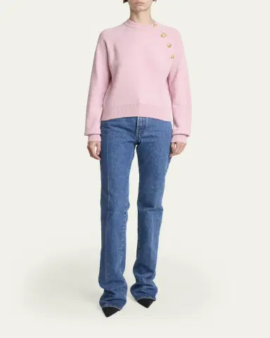Balmain Buttoned Eco-Cashmere Crewneck Sweater | Thumbnail 2