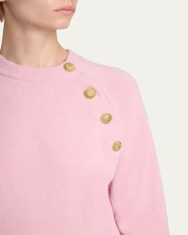 Balmain Buttoned Eco-Cashmere Crewneck Sweater | Thumbnail 5