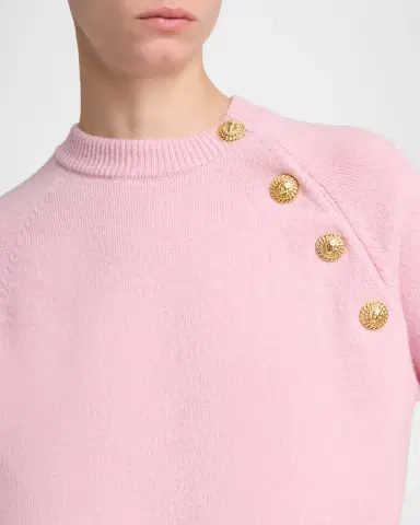 Balmain Buttoned Eco-Cashmere Crewneck Sweater | Thumbnail 9