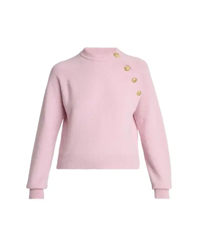 Buttoned Eco-Cashmere Crewneck Sweater
