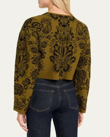Ulla Johnson Elisa Jacquard Knit Crop Sweater | Thumbnail 3 Ulla Johnson Elisa Jacquard Knit Crop Sweater | Thumbnail 3