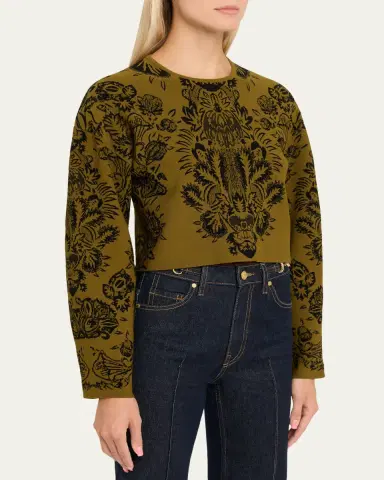 Ulla Johnson Elisa Jacquard Knit Crop Sweater | Thumbnail 4 Ulla Johnson Elisa Jacquard Knit Crop Sweater | Thumbnail 4