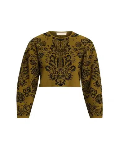 Ulla Johnson Elisa Jacquard Knit Crop Sweater | Thumbnail 1 Ulla Johnson Elisa Jacquard Knit Crop Sweater | Thumbnail 1