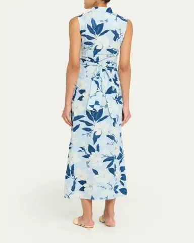 VERANDAH Hand-Draped Linen-Cotton Midi Dress | Thumbnail 3