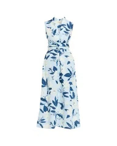 VERANDAH Hand-Draped Linen-Cotton Midi Dress | Thumbnail 1