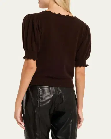 Ulla Johnson Polline Cashmere Short-Sleeve Top | Thumbnail 3