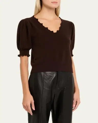 Ulla Johnson Polline Cashmere Short-Sleeve Top | Thumbnail 4