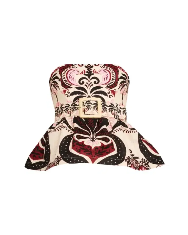 Tilda Strapless Floral Peplum Top