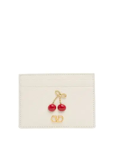Valentino Garavani Cherry-Embellished Leather Card Case | Thumbnail 1 Valentino Garavani Cherry-Embellished Leather Card Case | Thumbnail 1