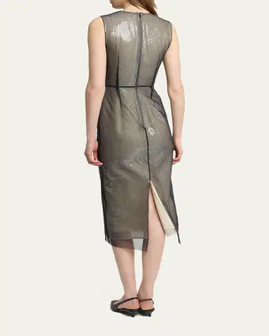 Erdem Embellished Organza Sleeveless Sequin Midi Dress | Thumbnail 3 Erdem Embellished Organza Sleeveless Sequin Midi Dress | Thumbnail 3