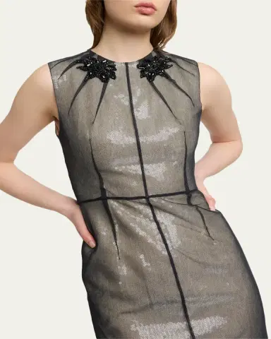 Erdem Embellished Organza Sleeveless Sequin Midi Dress | Thumbnail 5 Erdem Embellished Organza Sleeveless Sequin Midi Dress | Thumbnail 5