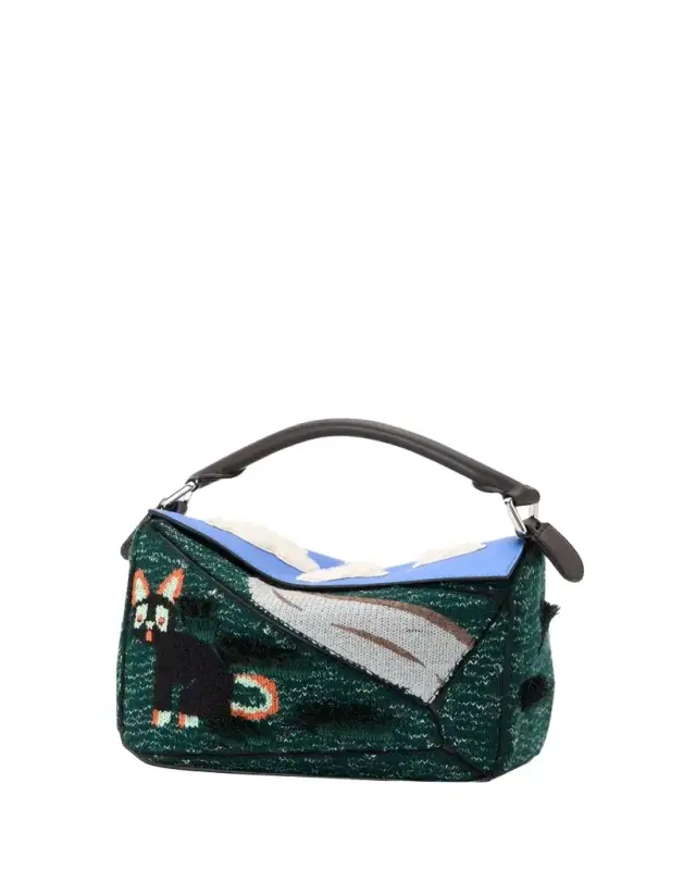 x Louis Wain Puzzle Futurist Cats Knit Top-Handle Bag