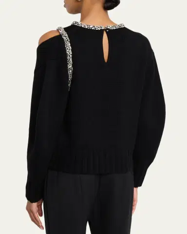 SIMKHAI Monroe Embellished Cut-Out Sweater | Thumbnail 3