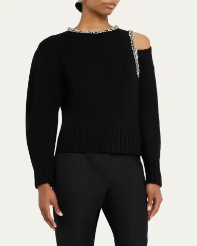 SIMKHAI Monroe Embellished Cut-Out Sweater | Thumbnail 4