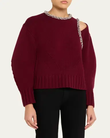 SIMKHAI Monroe Embellished Cut-Out Sweater | Thumbnail 8
