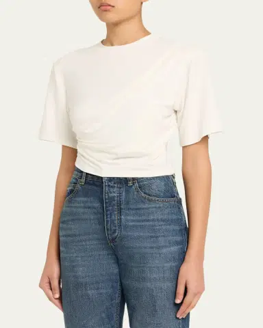 SIMKHAI Rowley Gathered Short-Sleeve Tee | Thumbnail 4