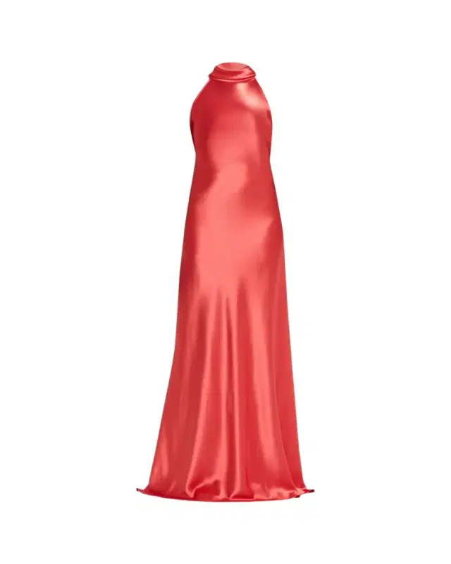 Scarf Halter Satin Trumpet Gown