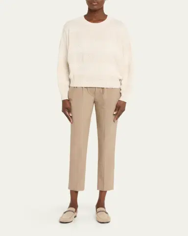 Brunello Cucinelli Linen-Cotton Pailette Striped Crewneck Sweater | Thumbnail 2 Brunello Cucinelli Linen-Cotton Pailette Striped Crewneck Sweater | Thumbnail 2
