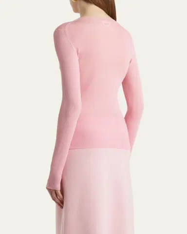 Khaite Mosi Silk Rib Long-Sleeve Top | Thumbnail 3