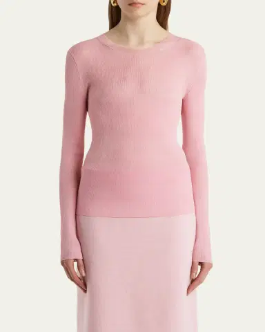 Khaite Mosi Silk Rib Long-Sleeve Top | Thumbnail 4