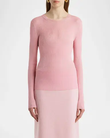 Khaite Mosi Silk Rib Long-Sleeve Top | Thumbnail 8